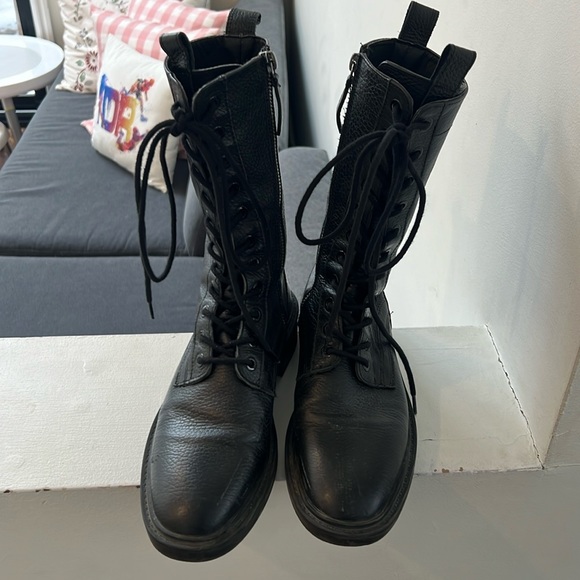 Zara Leather Combat Boots - Picture 1 of 4